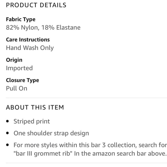 NWT Bar III Black Ribbed Grommet One Shoulder Bikini Swim Top - Picture 2 of 3